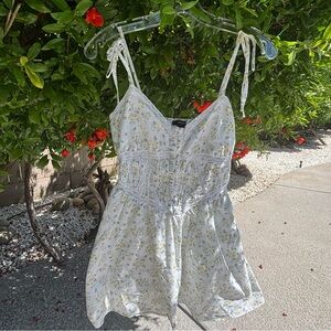 Forever 21 White and Yellow Smocked Top